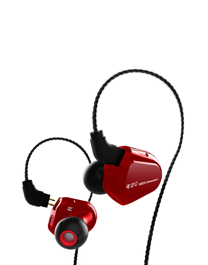 TRN V20 RED In Ear Monitors With Mic image 4
