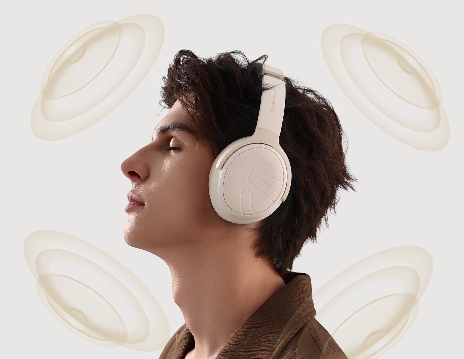 white wireless headphones